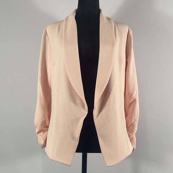 Pink, Open Front Blazer, Large, rousted sleeve, jacket,cardigan,ruched sleeve - Picture 7 of 7